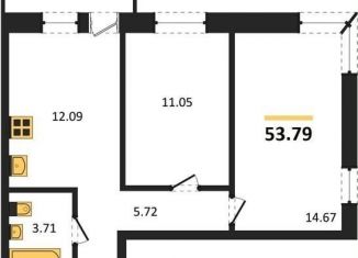 2-комнатная квартира на продажу, 53.8 м2, Воронеж, Левобережный район