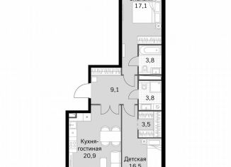 Продажа двухкомнатной квартиры, 76.6 м2, Москва, Строительный проезд, 9с9, метро Тушинская