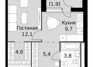 Продается 1-комнатная квартира, 37.7 м2, Москва, метро Тушинская, Строительный проезд, 9с9