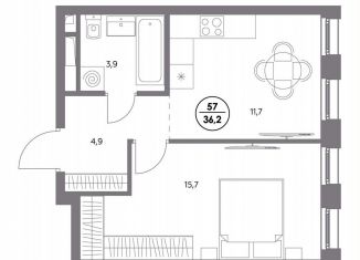 Продаю 1-ком. квартиру, 36.2 м2, Москва