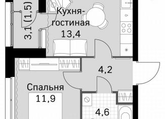 1-ком. квартира на продажу, 35.4 м2, Москва, метро Тушинская, Строительный проезд, 9с9