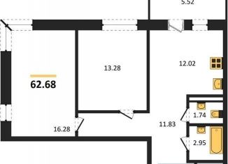 Продажа двухкомнатной квартиры, 62.7 м2, Воронеж, Левобережный район