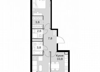 Продам двухкомнатную квартиру, 58.7 м2, Москва, Строительный проезд, 9с9, метро Тушинская