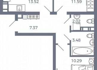 Продажа 2-ком. квартиры, 51.4 м2, село Николаевка