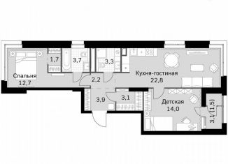 Продается 2-комнатная квартира, 69.6 м2, Москва, Строительный проезд, 9с9, метро Тушинская