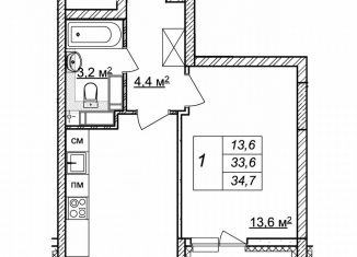 Продается однокомнатная квартира, 34.7 м2, Нижний Новгород, ЖК Новая Кузнечиха, жилой комплекс Новая Кузнечиха, 13