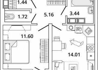 Продам однокомнатную квартиру, 38.6 м2, Санкт-Петербург, проспект Маршала Блюхера, 11к3