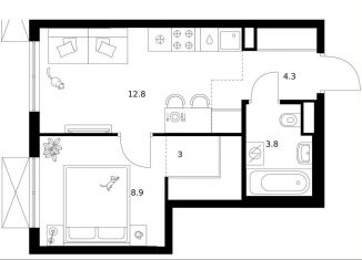 Продается 1-комнатная квартира, 32.8 м2, Москва, ЮАО, жилой комплекс Кавказский Бульвар 51, 3.5