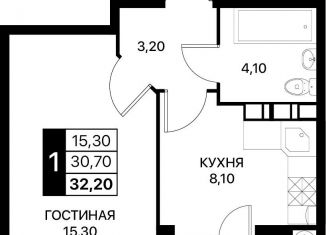 Однокомнатная квартира на продажу, 32.2 м2, Ростов-на-Дону