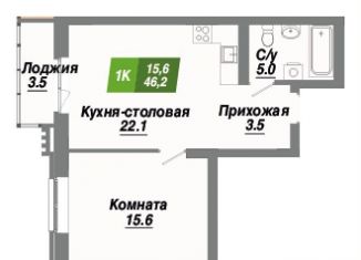 Продам 1-комнатную квартиру, 46.2 м2, Новосибирск