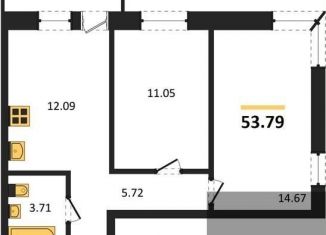 2-ком. квартира на продажу, 53.8 м2, Воронеж, Левобережный район