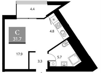 Продается квартира студия, 31.7 м2, Новосибирск, Железнодорожный район, Прибрежная улица, 4/2