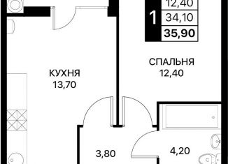 Продается 1-ком. квартира, 35.9 м2, Ростов-на-Дону