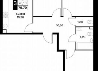 Продаю 3-комнатную квартиру, 79.7 м2, Ростов-на-Дону, Первомайский район