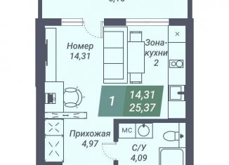 Продаю квартиру студию, 25.4 м2, Новосибирск, Светлановская улица, 46/1