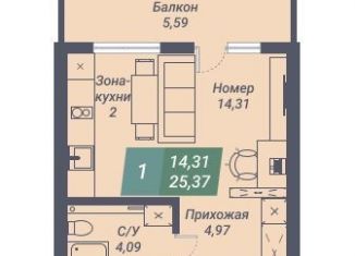 Продаю квартиру студию, 25.4 м2, Новосибирск, метро Заельцовская, Светлановская улица, 46/1