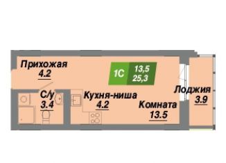 Квартира на продажу студия, 25.3 м2, Новосибирск, метро Маршала Покрышкина