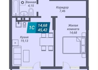 Продажа однокомнатной квартиры, 45.4 м2, Новосибирск, Дзержинский район, улица Королёва, 19