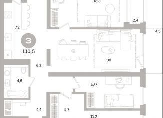 Продаю трехкомнатную квартиру, 110.5 м2, Санкт-Петербург, метро Зенит