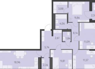 Продается четырехкомнатная квартира, 91.2 м2, Екатеринбург, метро Чкаловская, улица Академика Парина, 27