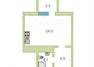 Продажа квартиры студии, 35.6 м2, Тюмень, бульвар Бориса Щербины, 18, Восточный округ