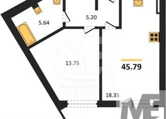 Продаю 1-ком. квартиру, 45.8 м2, посёлок городского типа Янтарный