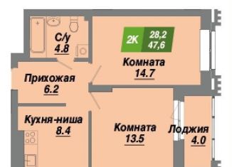 Продается 2-комнатная квартира, 47.6 м2, Новосибирск, метро Маршала Покрышкина