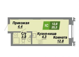 Продается квартира студия, 25.3 м2, Новосибирск, метро Маршала Покрышкина