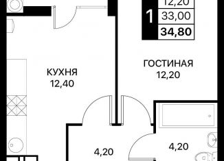 Продам 1-комнатную квартиру, 34.8 м2, Ростов-на-Дону, Первомайский район