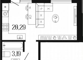 Квартира на продажу студия, 32.9 м2, Санкт-Петербург, улица Коли Томчака, муниципальный округ Московская Застава