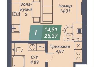 Продам квартиру студию, 25.4 м2, Новосибирск, Светлановская улица, 46/1