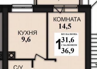 1-ком. квартира на продажу, 36.9 м2, деревня Дерябиха, деревня Дерябиха, 81