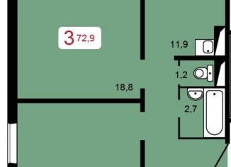 Продается трехкомнатная квартира, 72.9 м2, Красноярск, Кировский район