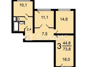 Продаю 3-комнатную квартиру, 74.1 м2, Москва, Моршанская улица, 3к1, метро Косино