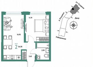 Продается двухкомнатная квартира, 36.4 м2, Новосибирск