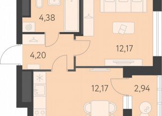 1-комнатная квартира на продажу, 34.4 м2, Екатеринбург, метро Чкаловская, улица Академика Парина, 27