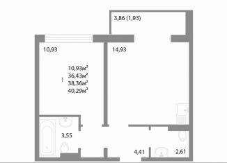 Продам 1-ком. квартиру, 38.4 м2, Челябинск, Калининский район, улица Университетская Набережная, 113А