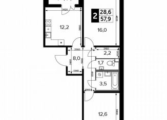 Продается 2-комнатная квартира, 57.9 м2, Москва, Ленинградское шоссе, 228к1, ЖК Первый Ленинградский