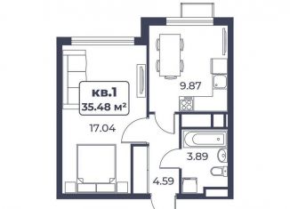 1-комнатная квартира на продажу, 35.5 м2, поселок городского типа Новофёдоровка, улица Лобозова, 1