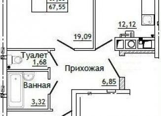 Продам 2-ком. квартиру, 67.6 м2, Смоленск, улица Крупской, 54Б, Промышленный район