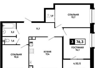 Продаю трехкомнатную квартиру, 76 м2, Кисловодск, улица Катыхина, 185