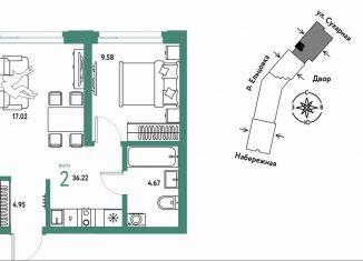 Продаю 2-ком. квартиру, 36.2 м2, Новосибирск