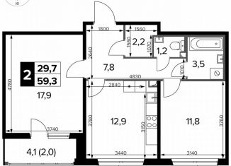 Продаю 2-ком. квартиру, 59.3 м2, Москва, Молжаниновский район, Ленинградское шоссе, 228к3