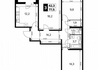 Продается трехкомнатная квартира, 77.9 м2, Москва, Ленинградское шоссе, 228к6, Молжаниновский район