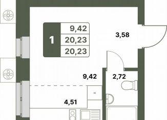 Продам однокомнатную квартиру, 20.2 м2, село Миловка