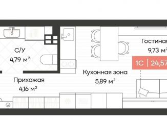 Квартира на продажу студия, 24.6 м2, Новосибирск, Ленинградская улица, 342, метро Золотая Нива