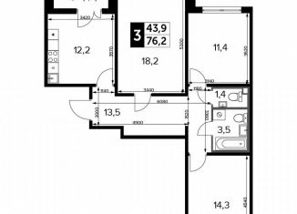 Продам трехкомнатную квартиру, 76.2 м2, Москва, Ленинградское шоссе, 228к1, ЖК Первый Ленинградский