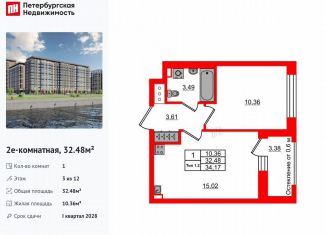 Продажа однокомнатной квартиры, 32.5 м2, Санкт-Петербург, метро Улица Дыбенко