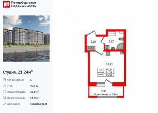 Продается квартира студия, 21.2 м2, Санкт-Петербург, метро Проспект Большевиков