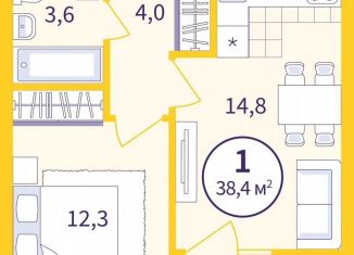 Продам 1-ком. квартиру, 36.6 м2, Екатеринбург, Верх-Исетский район, улица Репина, 111